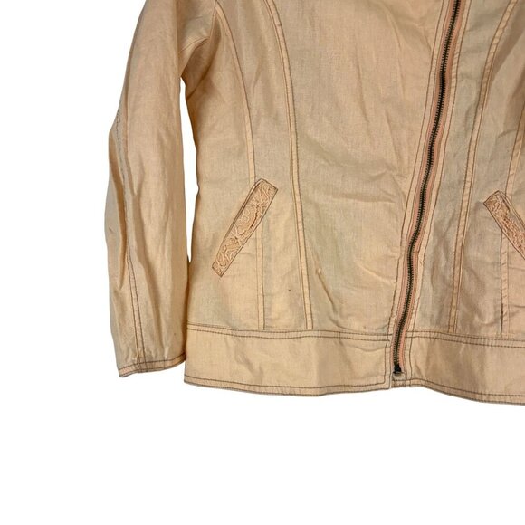 Maurices Peach Linen Blend Asymmetrical Zip Moto Jacket - Women's Size L - Picture 2 of 6